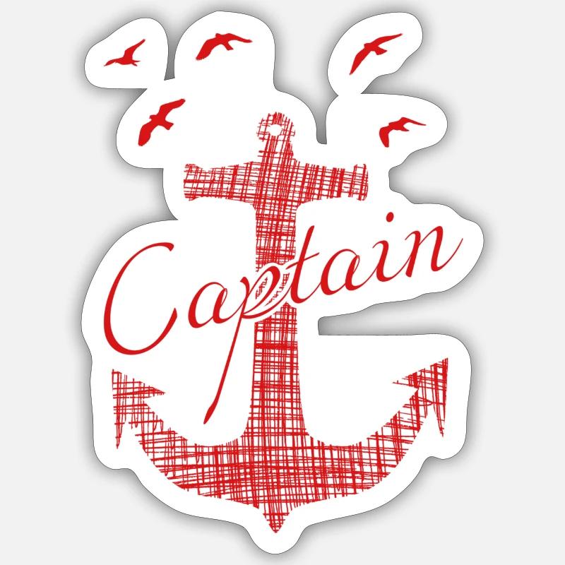 Captain - Sticker Größe S (10 x 10 cm) - Mattweiß