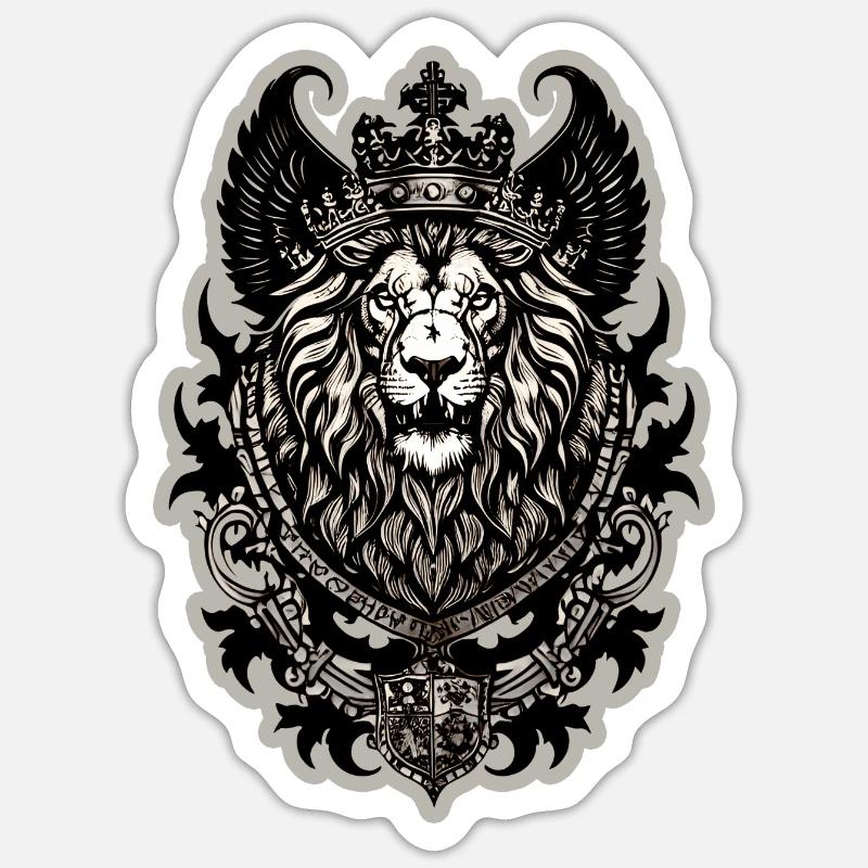Silberner Löwe - Sticker Größe S (10 x 10 cm) - Mattweiß
