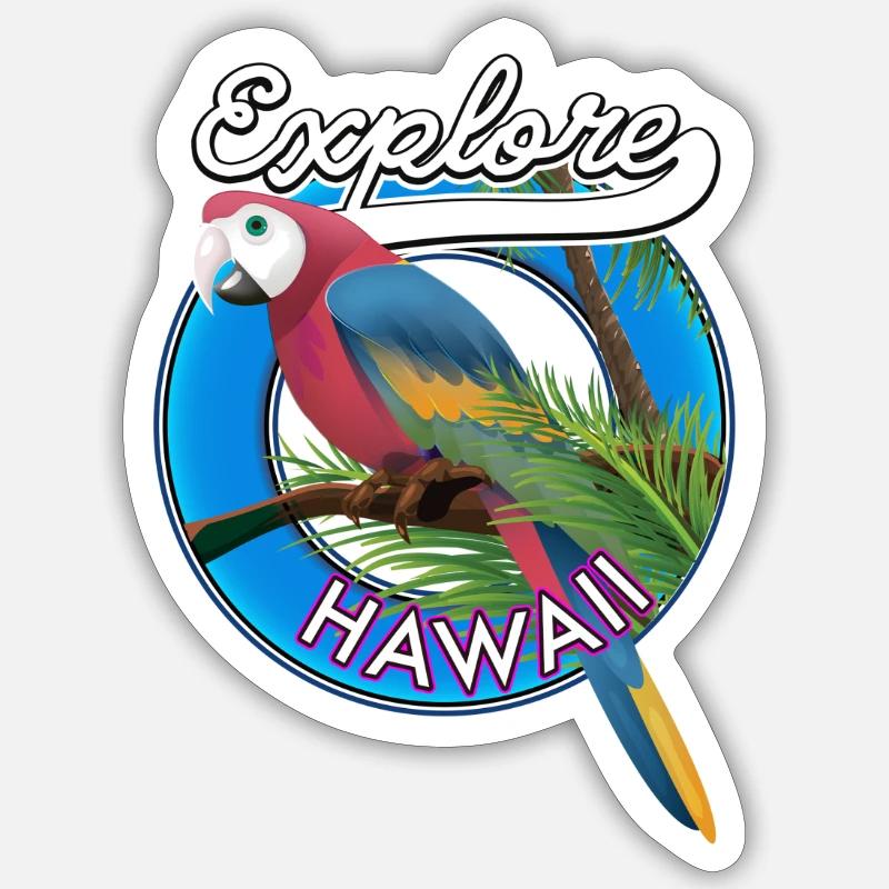 Explore Hawaii retro logo. Sticker size S (10 x 10 cm)