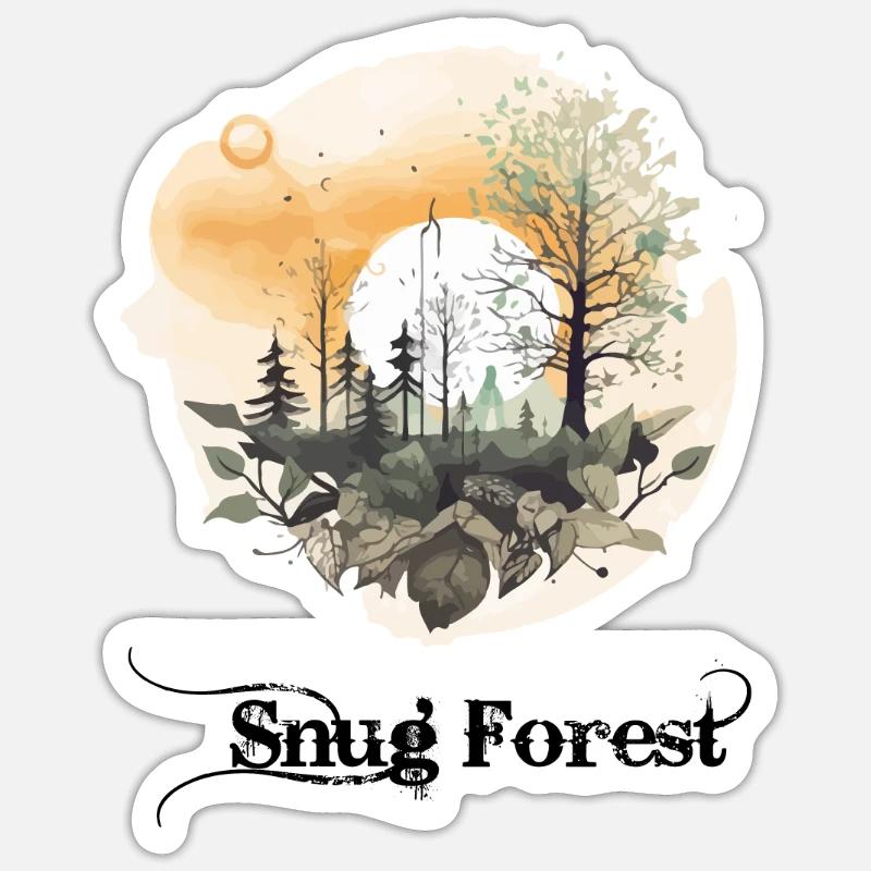 Cocooning-Wald - Sticker Größe S (10 x 10 cm) - Mattweiß