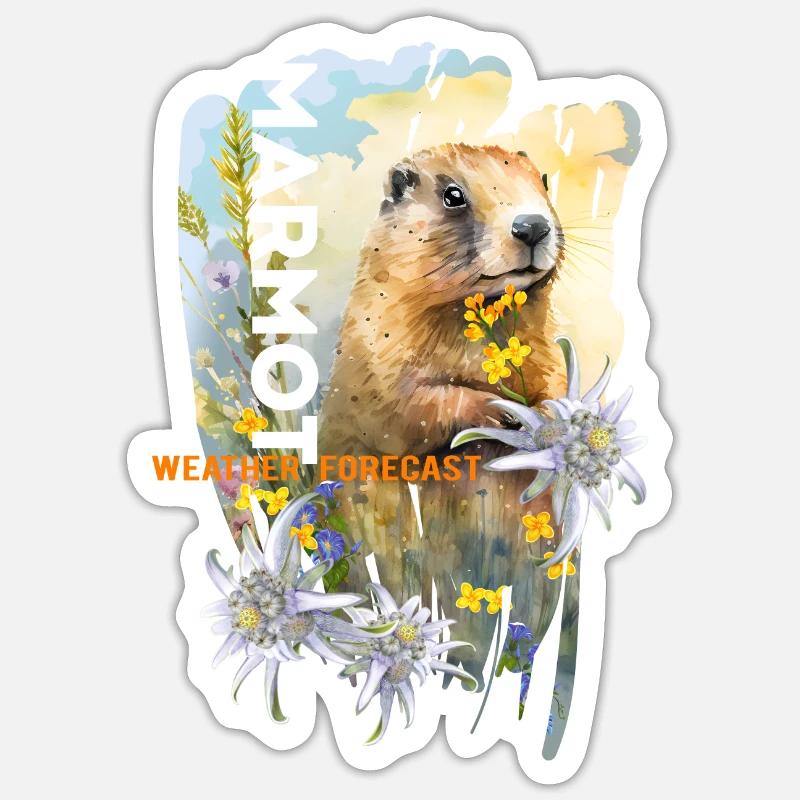 Murmeltier-Vorhersage - Sticker Größe S (10 x 10 cm) - Mattweiß