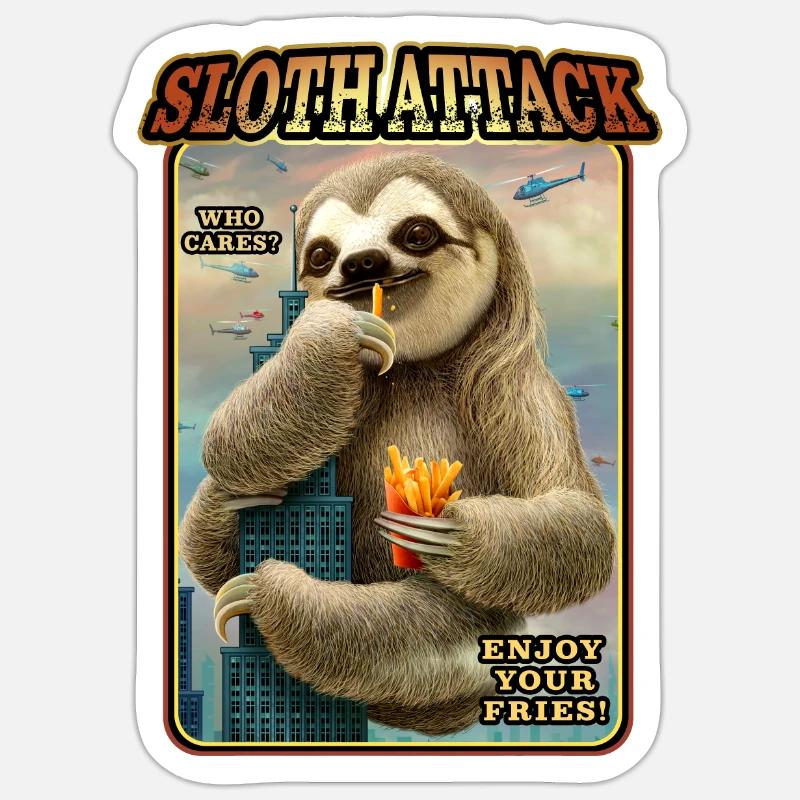 SLOTH ATTACK CHAPTER 1 - Sticker size S (10 x 10 cm) - white matte