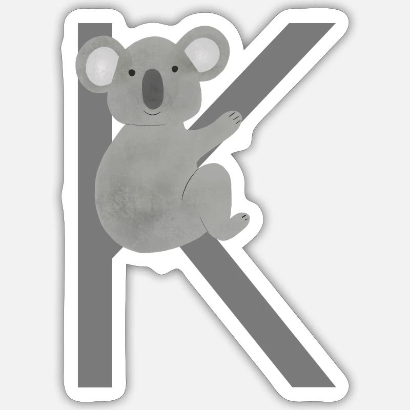 K - KOALA - ABC, Alphabet, Buchstabe, Tier, Name - Sticker Größe S (10 x 10 cm) - Mattweiß