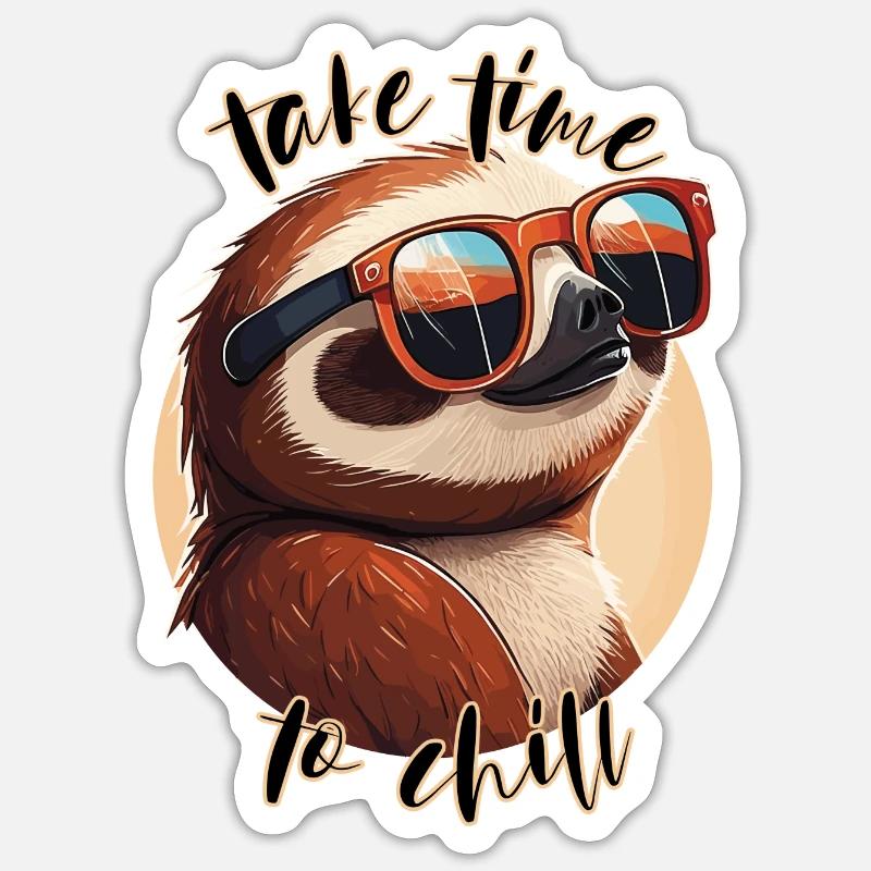 Faultier mit Text schwarz Sticker Größe S (10 x 10 cm)