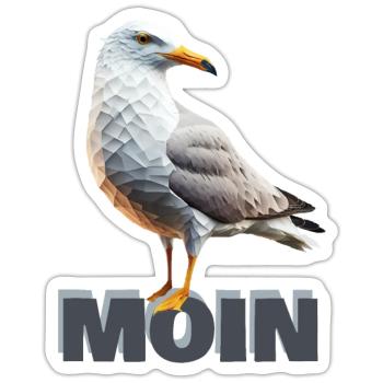 Moin Möwe Seemöwe Polygon Meer - Sticker Größe S (10 x 10 cm) - Mattweiß - Vorne