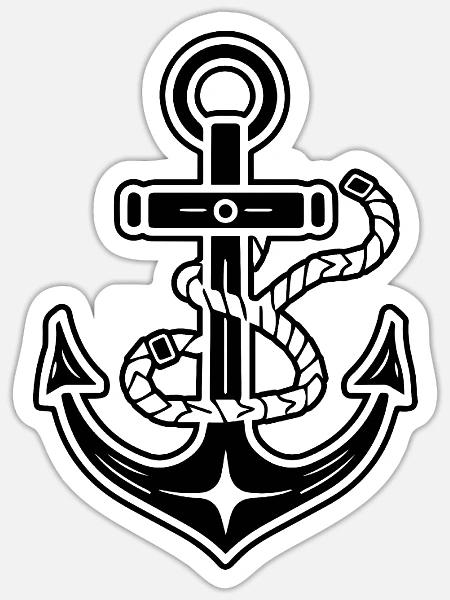 Anker Boot Schiff Nautik - Sticker Größe S (10 x 10 cm) - Mattweiß