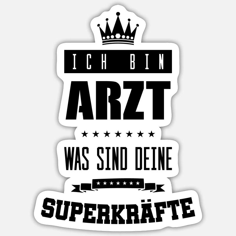 arzt superkräfte - Sticker Größe S (10 x 10 cm) - Mattweiß