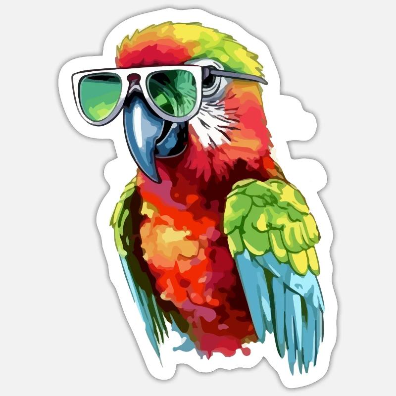 Jack le perroquet - Sticker taille S (10 x 10 cm) - blanc mat