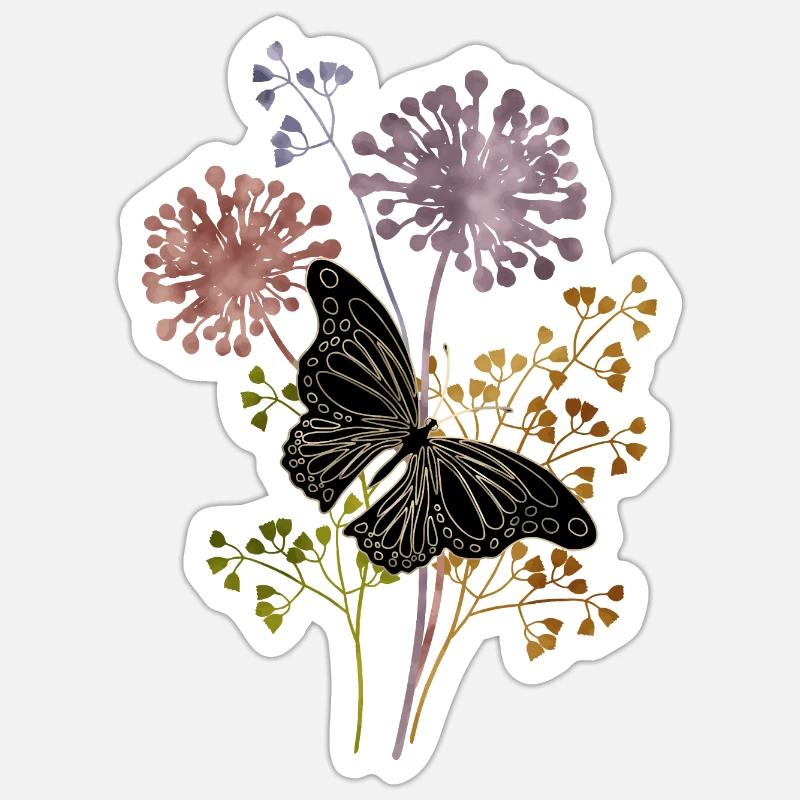 Papillon - Sticker taille S (10 x 10 cm) - blanc mat