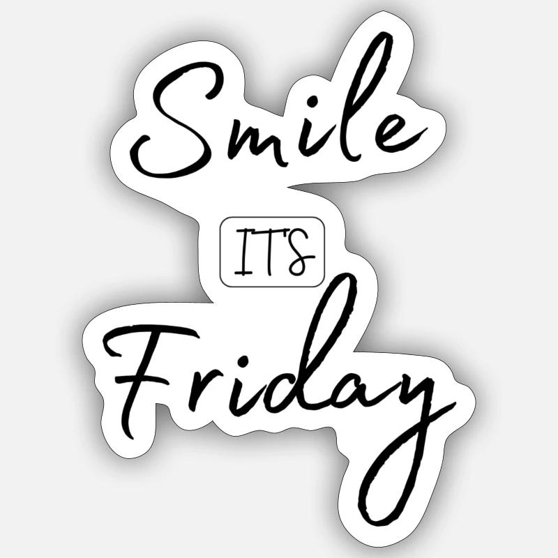 Souriez c’est vendredi - Sticker taille S (10 x 10 cm) - blanc mat