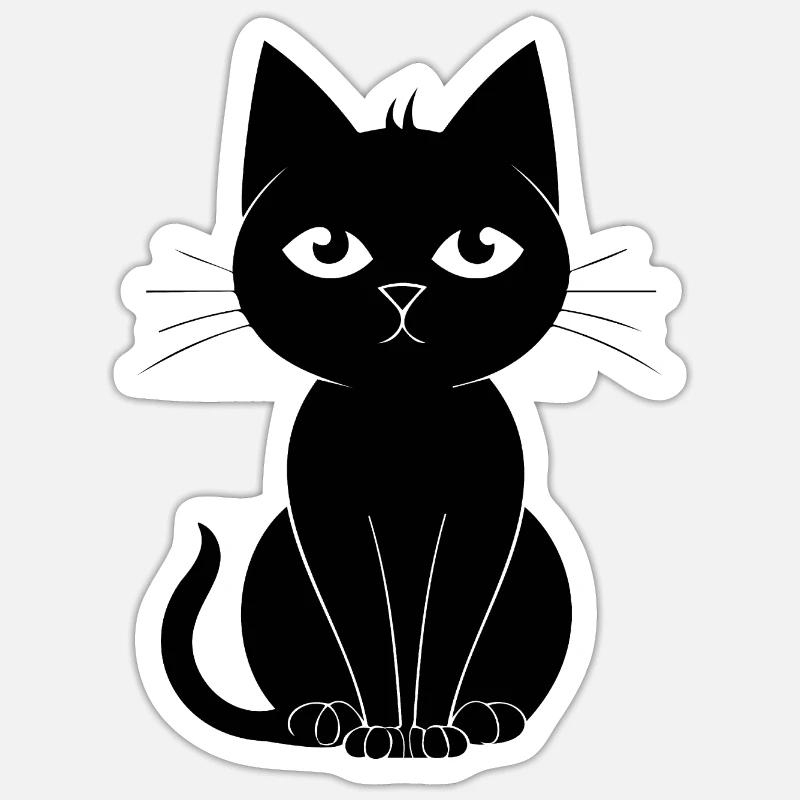 Chat chaton chaton dame - Sticker taille S (10 x 10 cm) - blanc mat