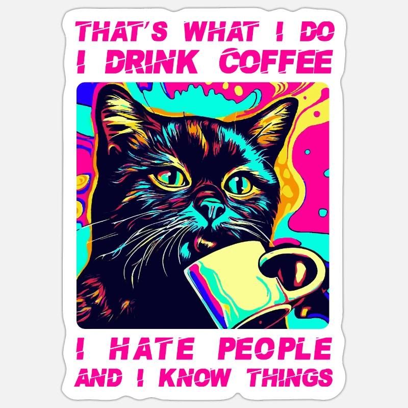 Cozy Cat Coffee - Sticker size S (10 x 10 cm) - white matte