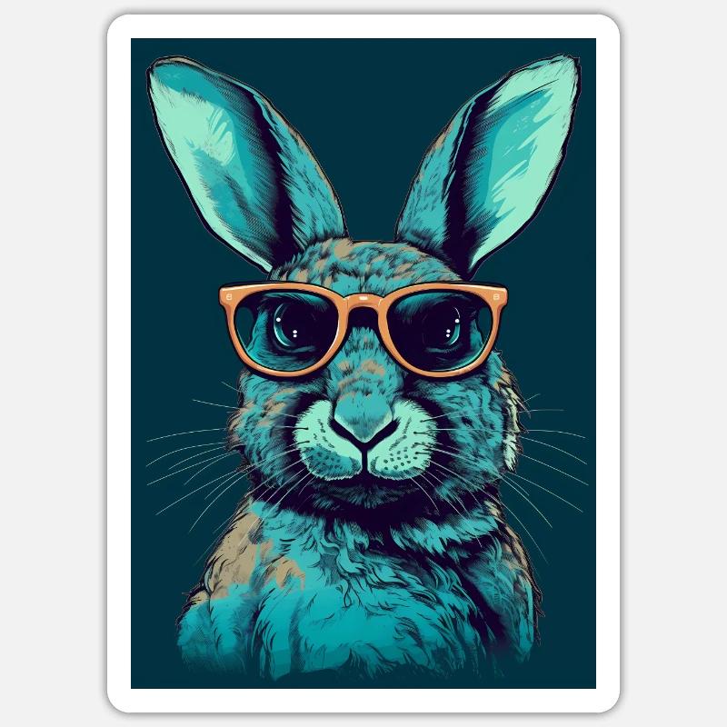 Rabbit with Sunglasses - Sticker Größe S (10 x 10 cm) - Mattweiß
