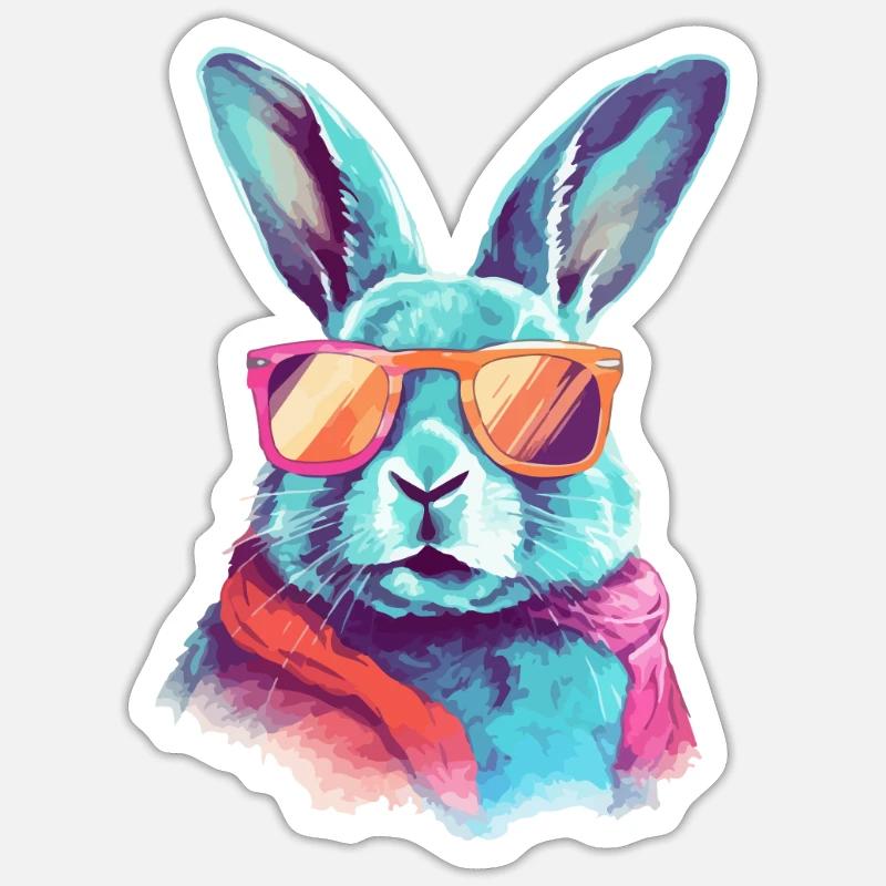 Tom the spectacled rabbit - Sticker size S (10 x 10 cm) - white matte