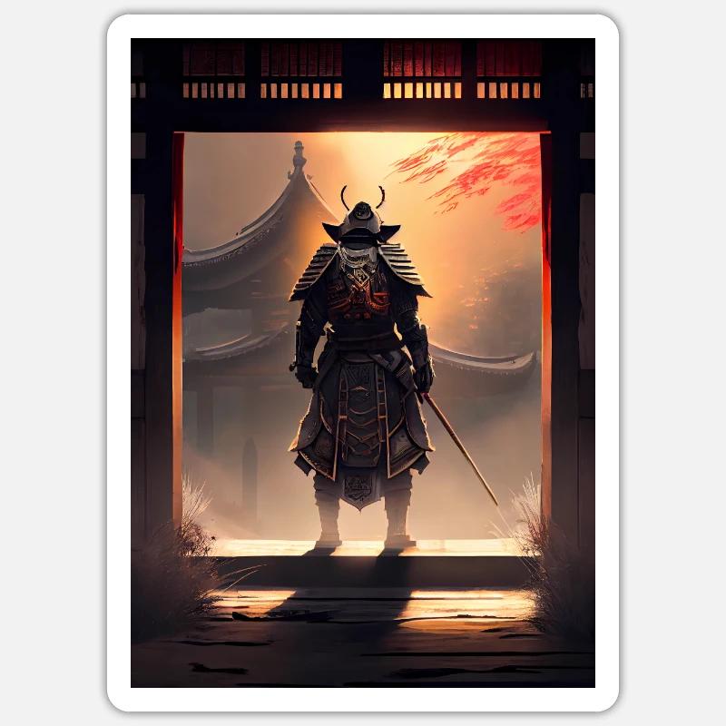Samurai Warrior Japan - Sticker Größe S (10 x 10 cm) - Mattweiß