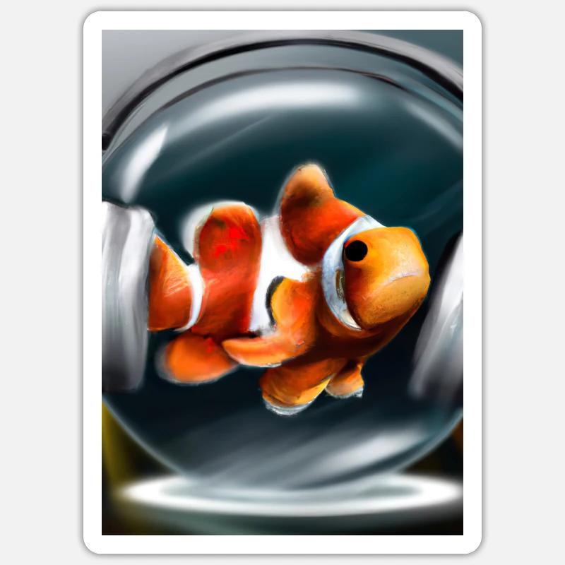 Clownfisch Kopfhörer - Sticker Größe S (10 x 10 cm) - Mattweiß