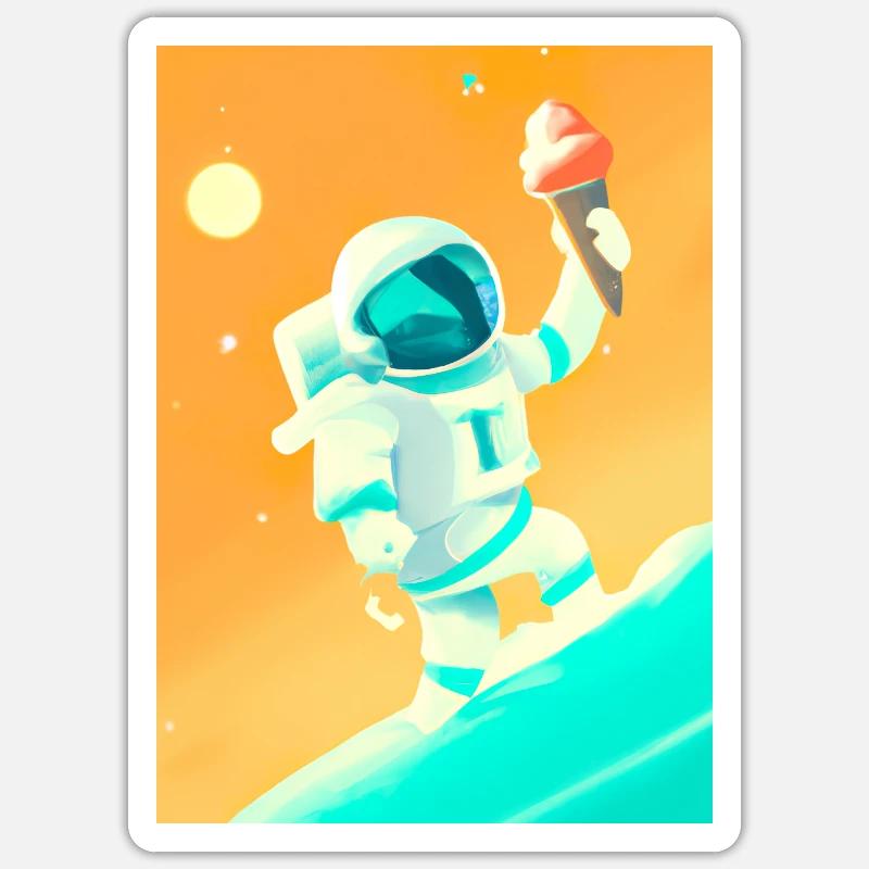 Astronaut mit Eiscreme - Sticker Größe S (10 x 10 cm) - Mattweiß