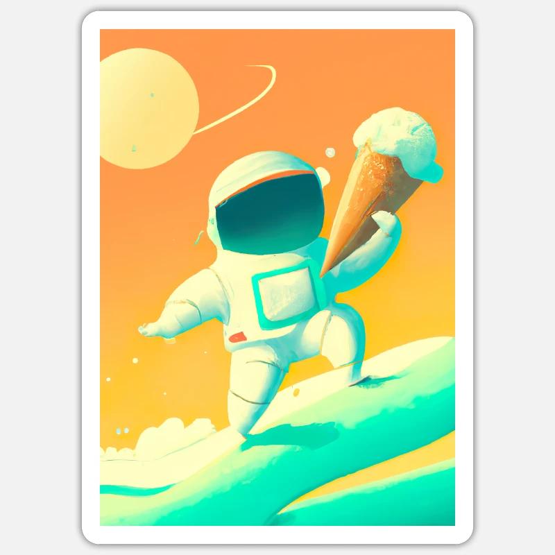 Astronaut mit Eiscreme - Sticker Größe S (10 x 10 cm) - Mattweiß