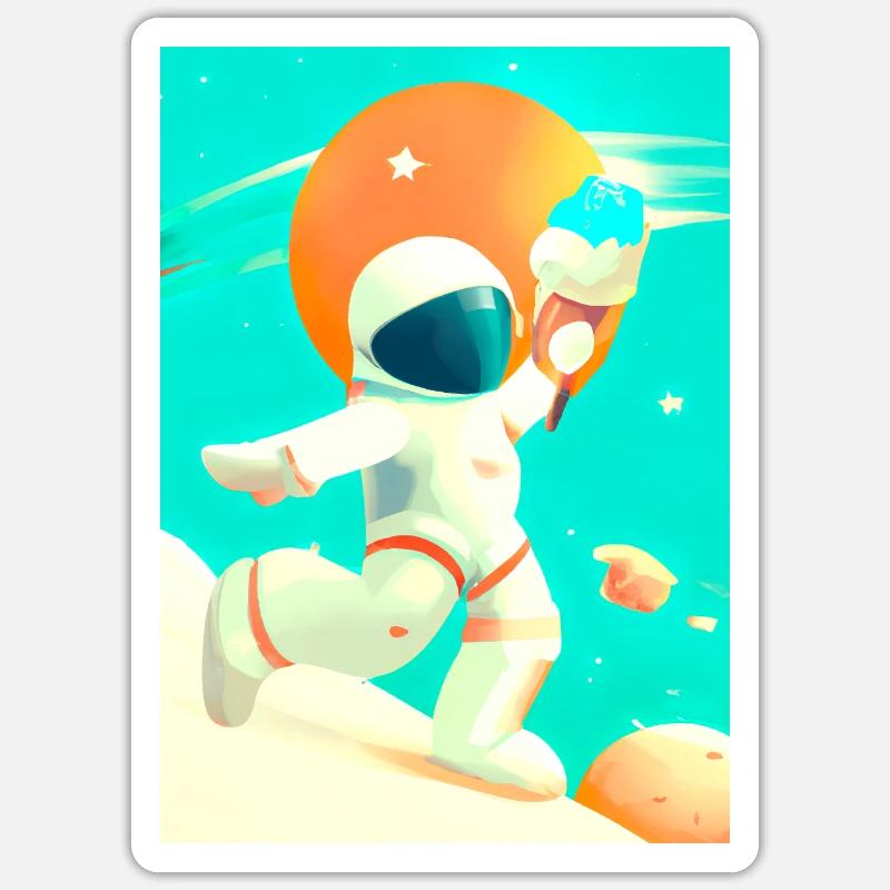 Astronaut mit Eiscreme - Sticker Größe S (10 x 10 cm) - Mattweiß