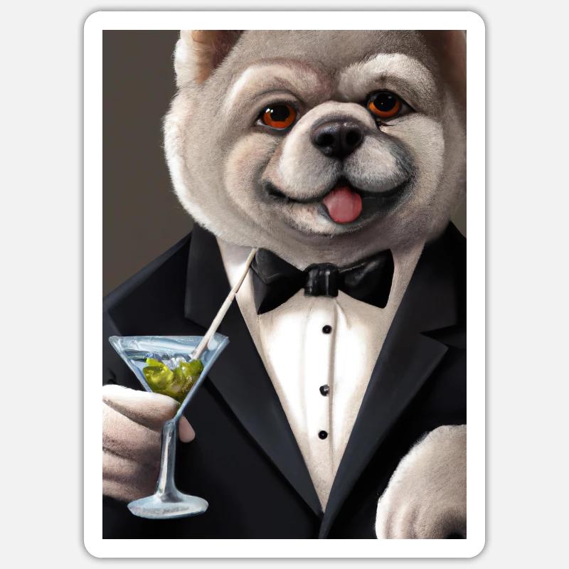 Chow Chow Anzug Martini Sticker Größe S (10 x 10 cm)