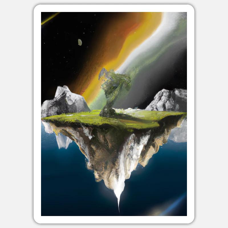 Flying Island Outer Space Sticker Größe S (10 x 10 cm)