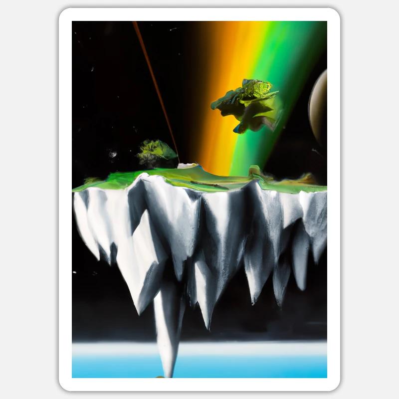 Flying Island Outer Space - Sticker Größe S (10 x 10 cm) - Mattweiß