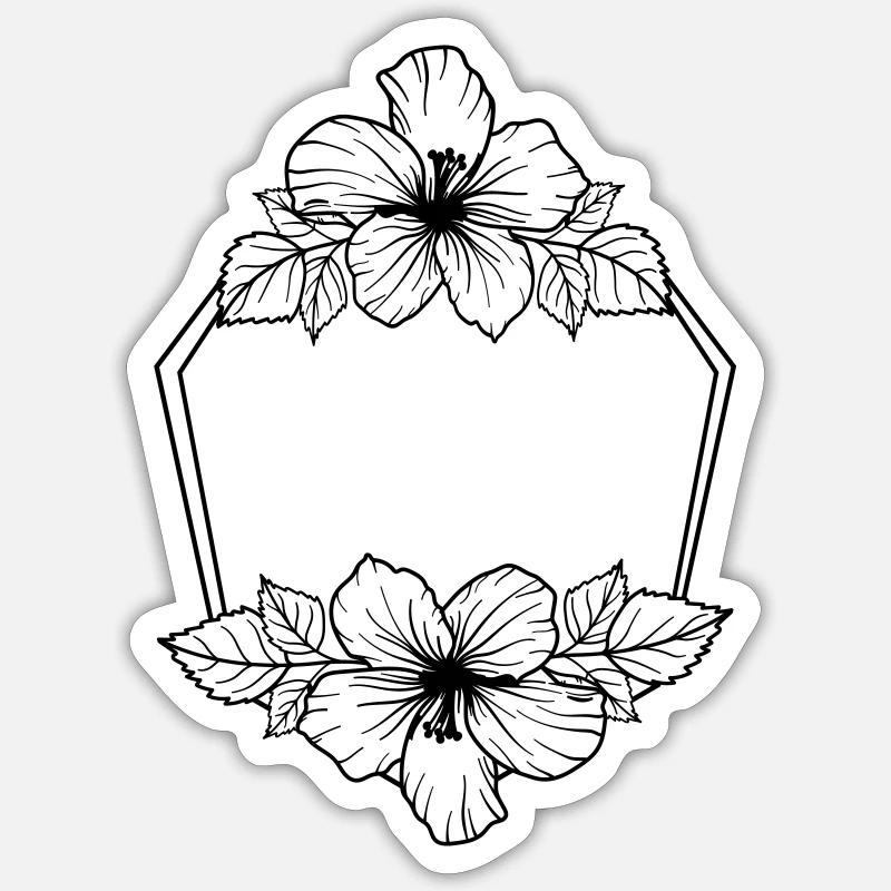 Hibiscus Boho Flower 8 - Sticker size S (10 x 10 cm) - white matte