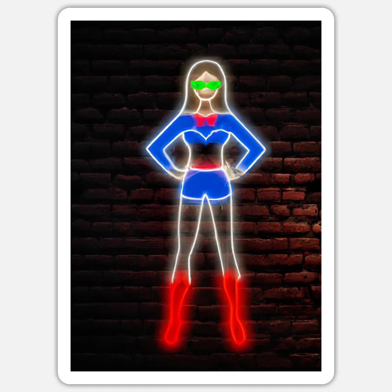 Superhelden Neon - Sticker Größe S (10 x 10 cm) - Mattweiß