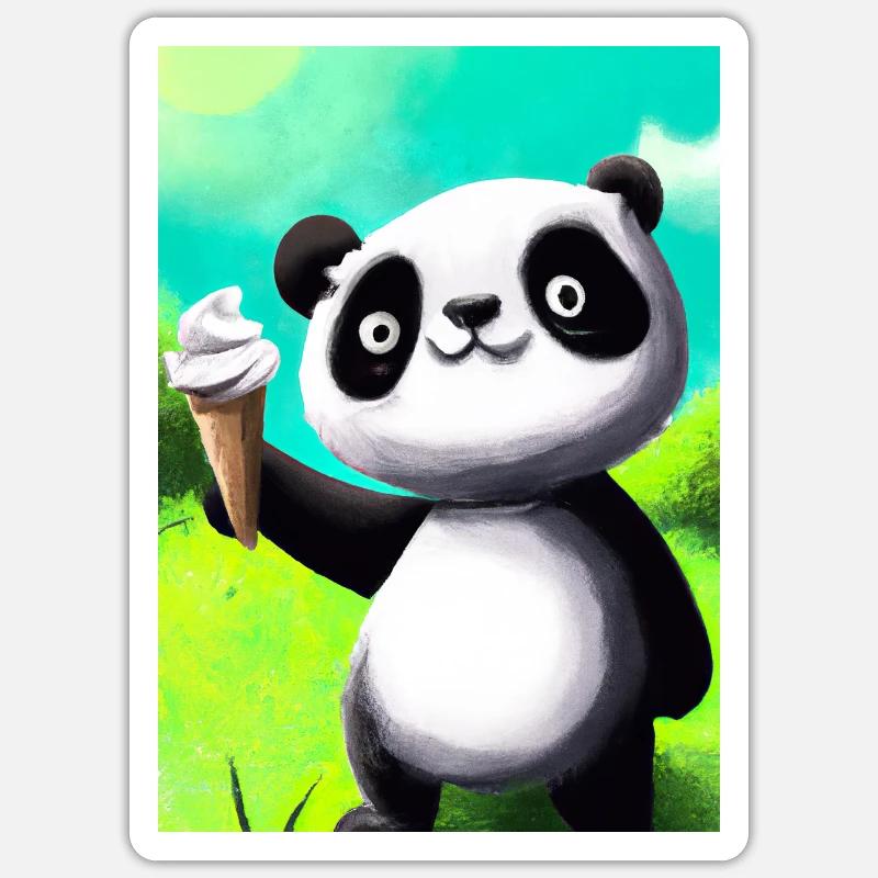 Panda mit Eiscreme Sticker Größe S (10 x 10 cm)