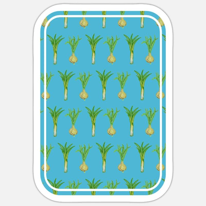 Leek and onion pattern - Sticker size S (10 x 10 cm) - white matte