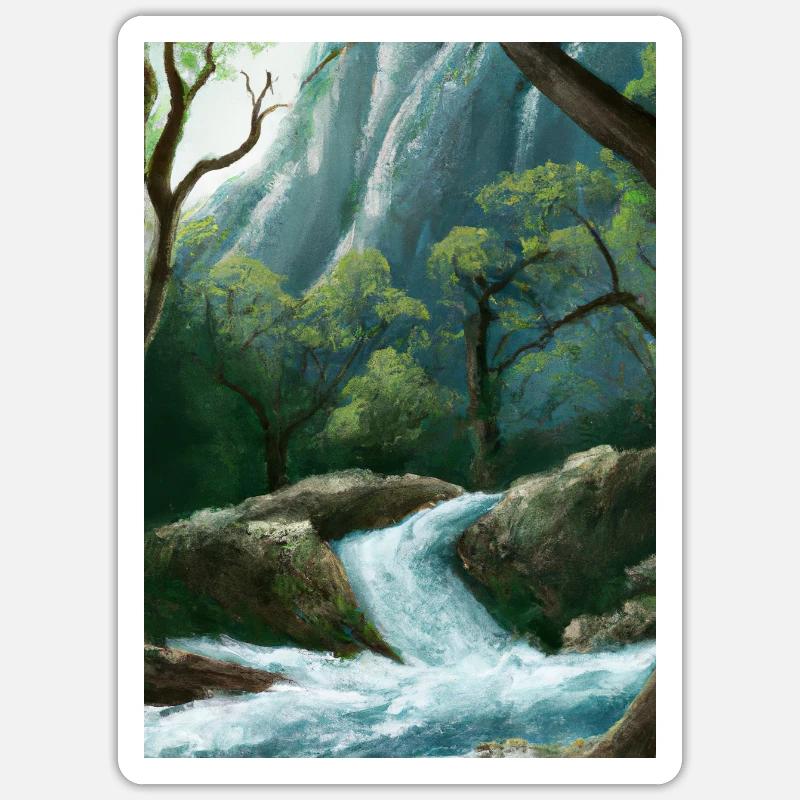 Forest River Wasserfall Sticker Größe S (10 x 10 cm)