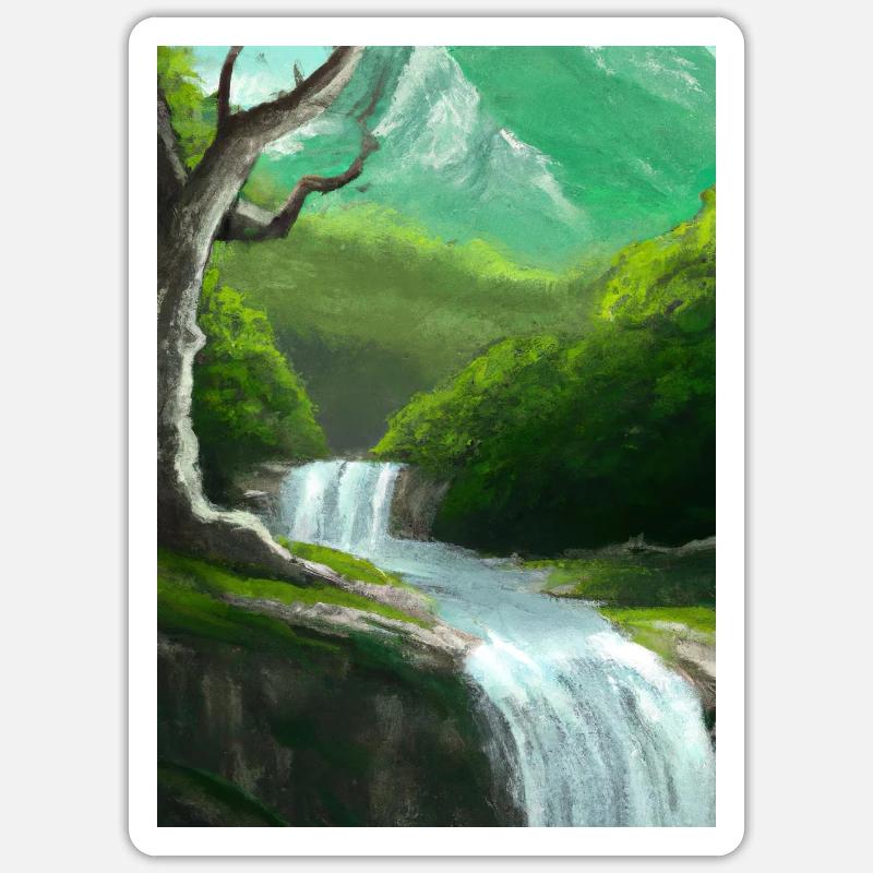 Forest River Wasserfall Sticker Größe S (10 x 10 cm)