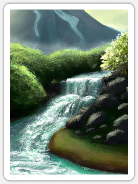 Forest River Wasserfall - Sticker Größe S (10 x 10 cm) - Mattweiß