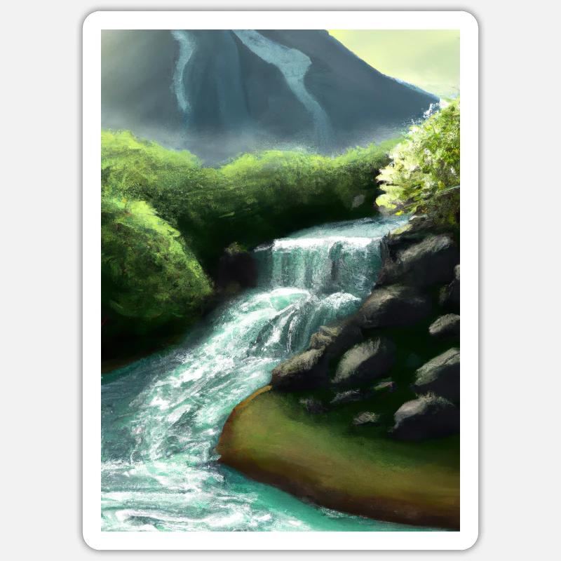 Forest River Wasserfall Sticker Größe S (10 x 10 cm)