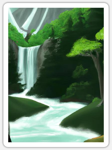 Forest River Wasserfall - Sticker Größe S (10 x 10 cm) - Mattweiß