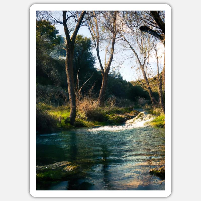 Forest River Wasserfall Sticker Größe S (10 x 10 cm)