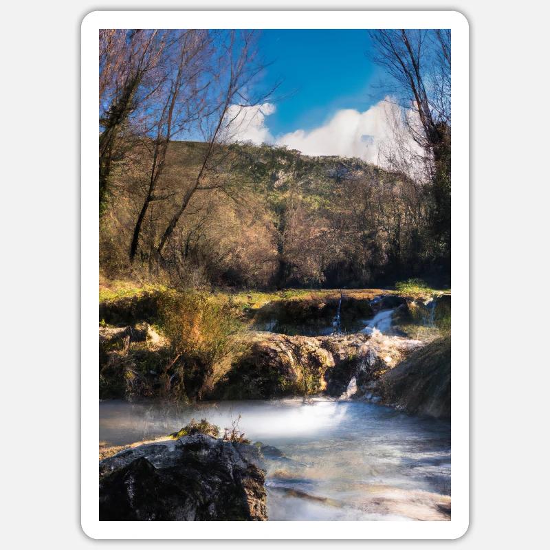 Forest River Wasserfall - Sticker Größe S (10 x 10 cm) - Mattweiß