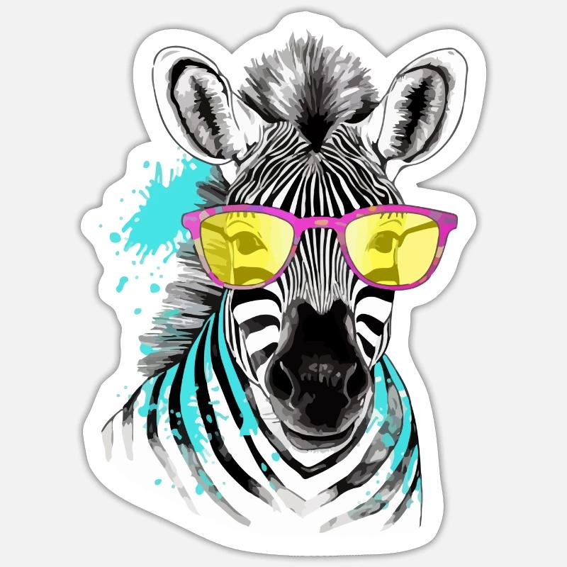 Lapi das Brillenzebra - Sticker Größe S (10 x 10 cm) - Mattweiß