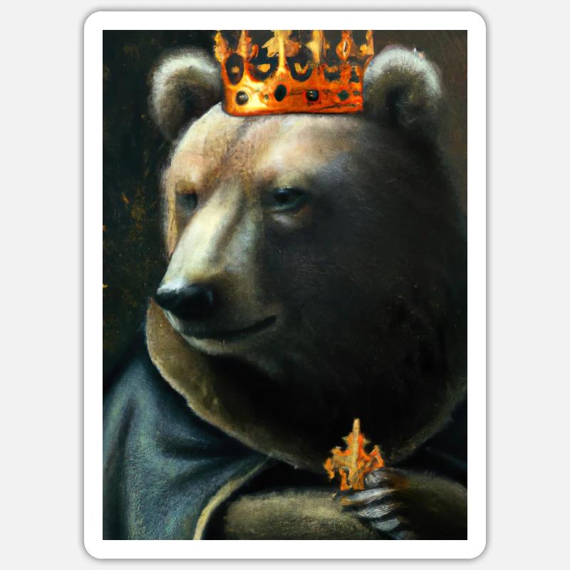 Bär mit Krone Sticker Größe S (10 x 10 cm)