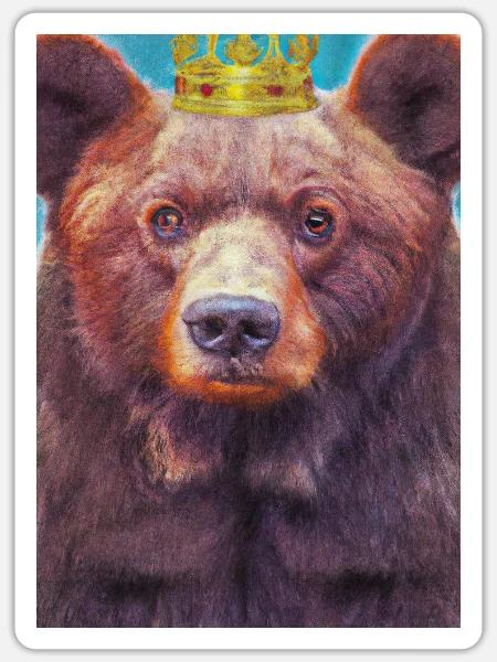 Bär mit Krone - Sticker Größe S (10 x 10 cm) - Mattweiß
