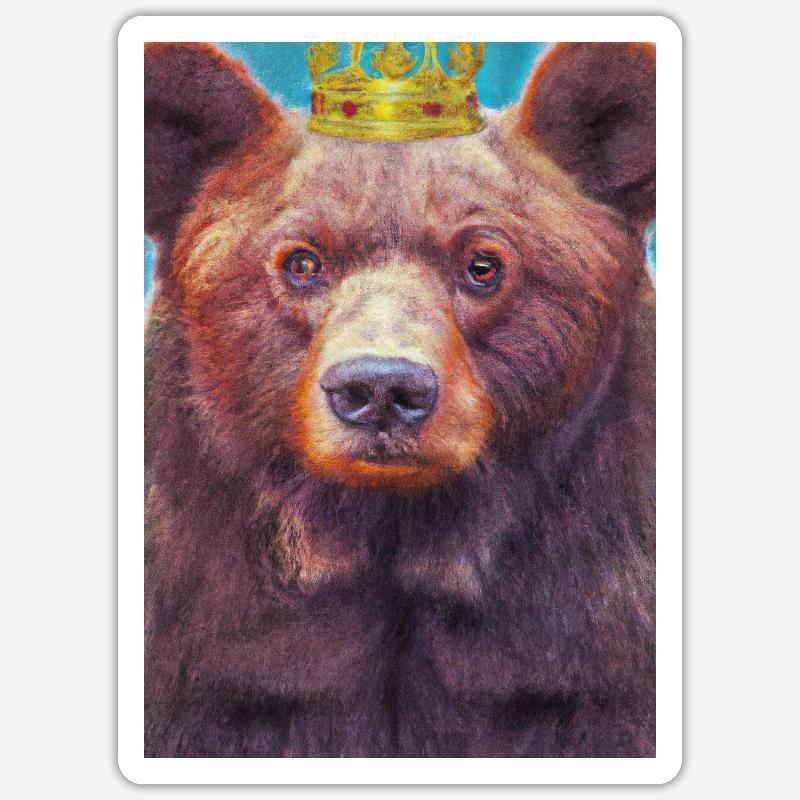 Bär mit Krone - Sticker Größe S (10 x 10 cm) - Mattweiß