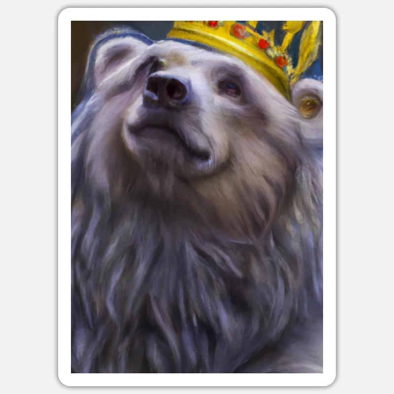 Bär mit Krone - Sticker Größe S (10 x 10 cm) - Mattweiß