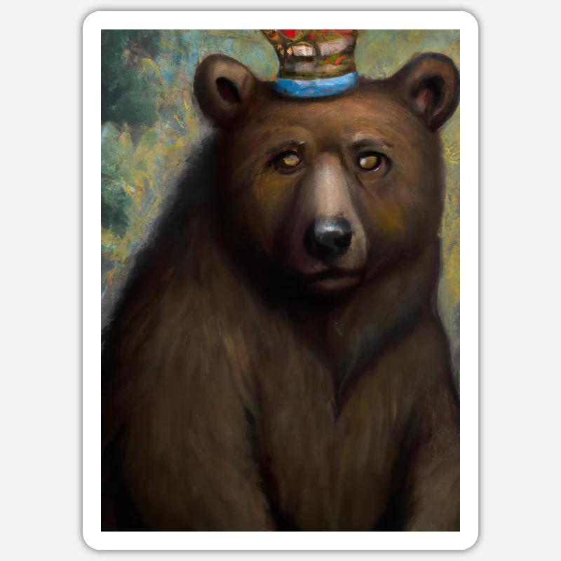 Bär mit Krone Sticker Größe S (10 x 10 cm)