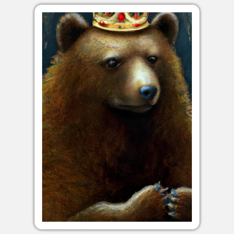 Bär mit Krone - Sticker Größe S (10 x 10 cm) - Mattweiß