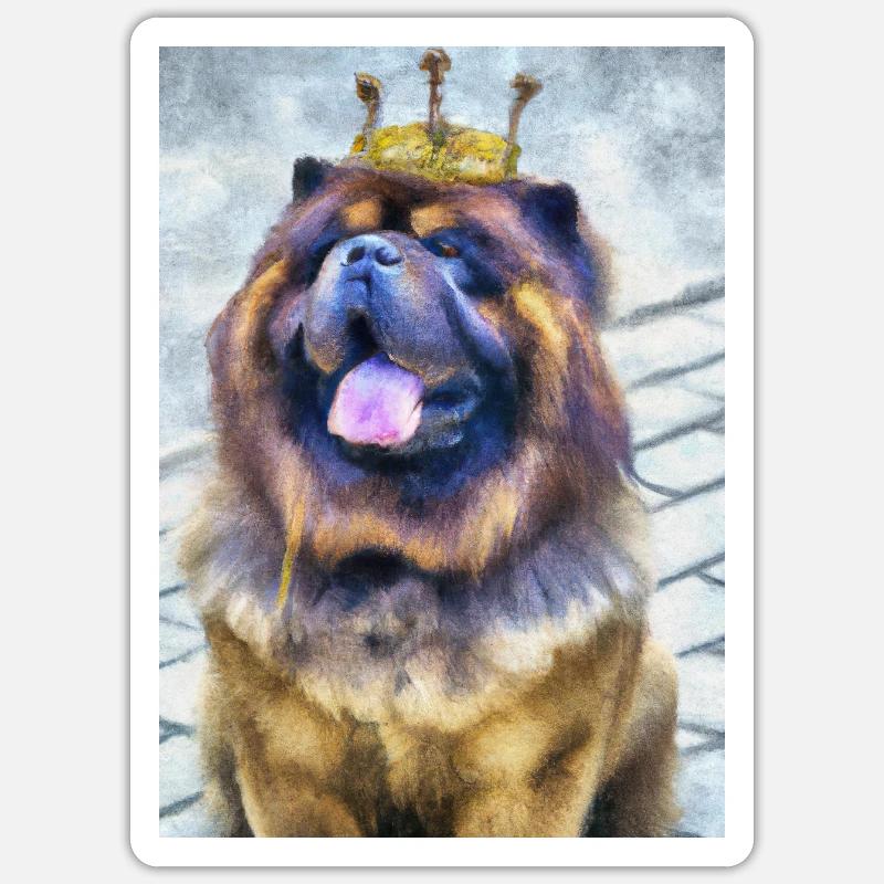 Chow Chow mit Krone Sticker Größe S (10 x 10 cm)