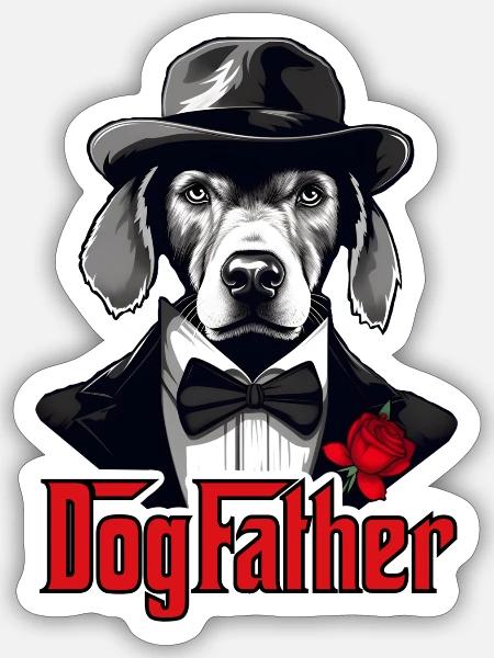 Dog Father, Mafia, Don - Sticker Größe S (10 x 10 cm) - Mattweiß