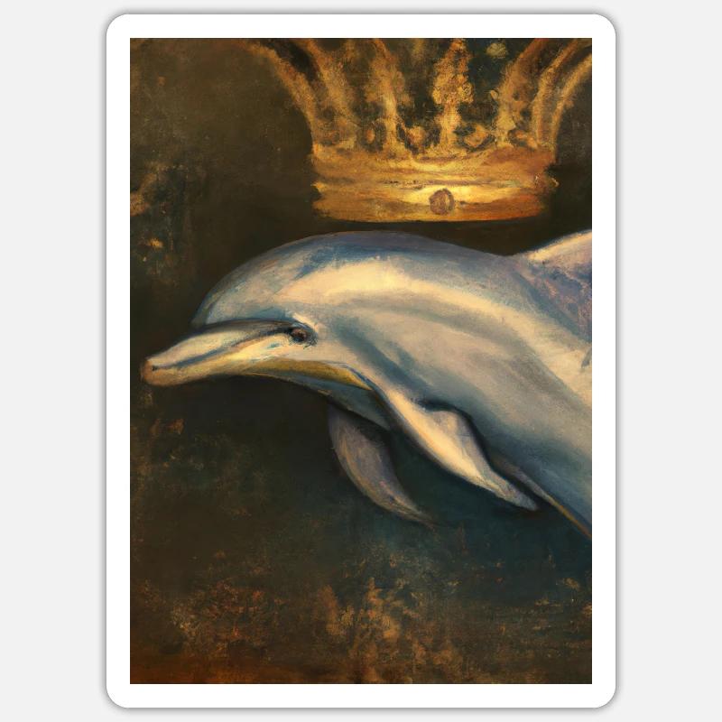 Delfin mit Krone Sticker Größe S (10 x 10 cm)