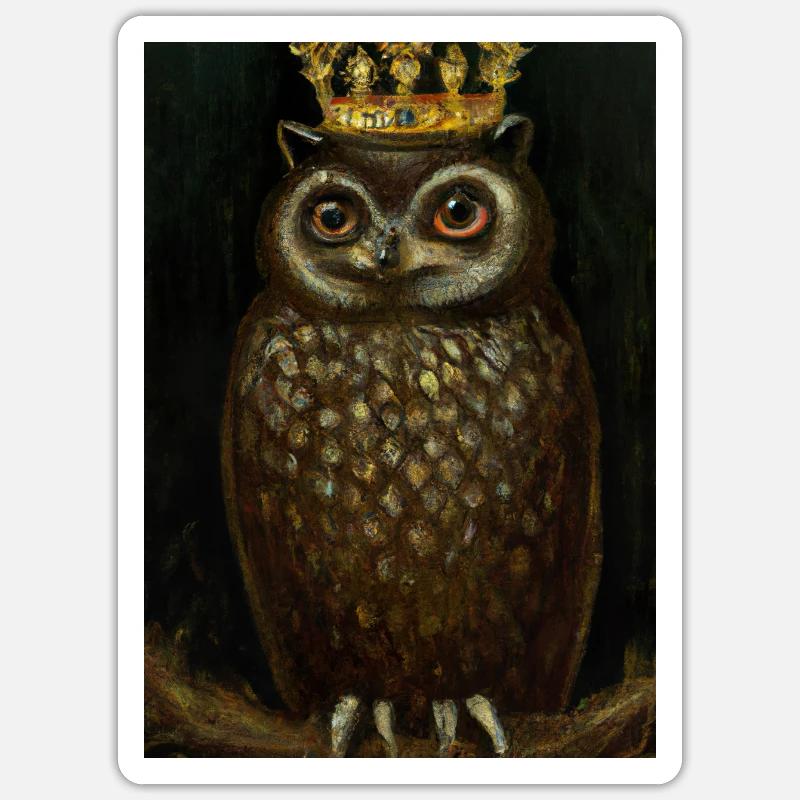 Eule mit Krone Sticker Größe S (10 x 10 cm)