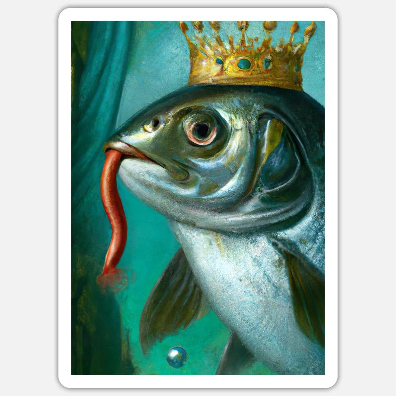 Fisch mit Krone Sticker Größe S (10 x 10 cm)