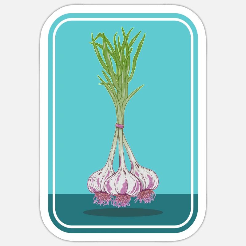 Bouquet d’ail - Sticker taille S (10 x 10 cm) - blanc mat